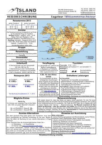 Ausführliche Reisebeschreibung - ISLAND Erlebnisreisen