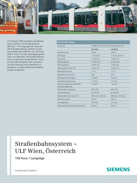 Straßenbahnsystem – ULF Wien, Österreich