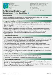 Richtlinien zur Förderung von Solaranlagen in der Stadt Steyr