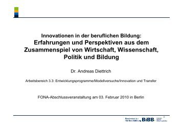 Innovations - BIBB / Berufsbildung für nachhaltige Entwicklung