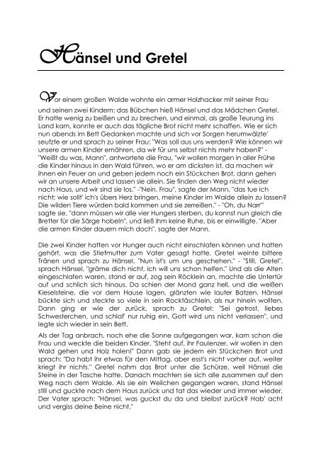 Hänsel Und Gretel Text Pdf Hänsel und Gretel