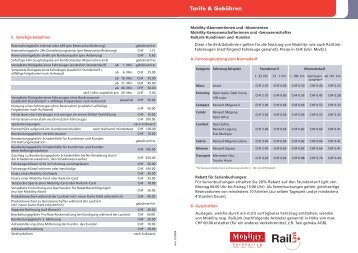 Mobility Tarife und Gebühren Mobility Abonnementen