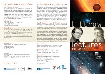 Ankündigung und Programm der Littrow Lectures