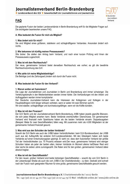 Faqs Fusion Djv Berlin Und Jvbb Verein Berliner Journalisten E V