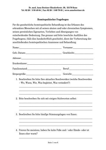 Homöopathischer Fragebogen.pdf - in der Privatpraxis Dr. med ...