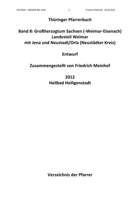 Pfarrerbuch Sachsen Weimar Entwurf Bio 1056 Vom 16 06 2013