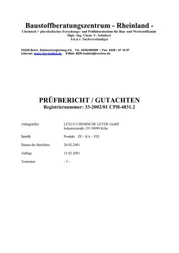 Prüfbericht des BZR (PDF) - LEYCO CHEMISCHE LEYDE GmbH