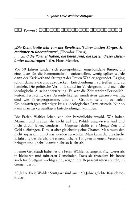 Titel 50 Jahre FW - Freie Wähler Stuttgart