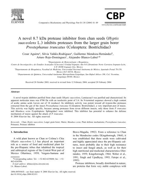 A novel 8.7 kDa protease inhibitor from chan seeds (Hyptis ... - UAM