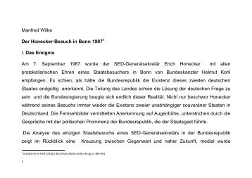 Der Honecker-Besuch in Bonn 1987 - Prof. Manfred Wilke