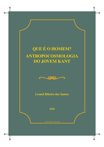 Antropocosmologia do Jovem Kant - LusoSofia