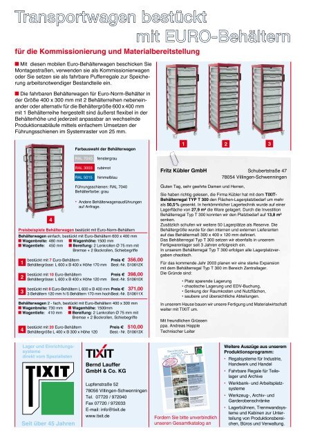 Das EURO-Behälter- Lagersystem - TIXIT