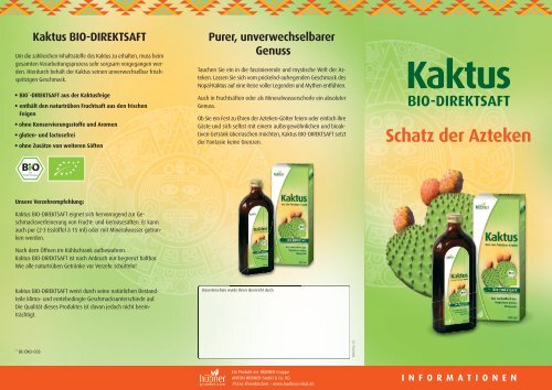 Kaktus BIO-DIREKTSAFT - Anton Huebner GmbH & Co. KG