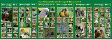 Zum Tierpatenflyer 2013 (PDF) - Vogelpark Steinen