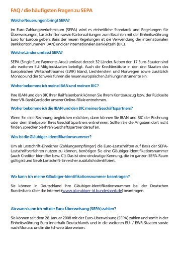 FAQ / die häufigsten Fragen zu SEPA