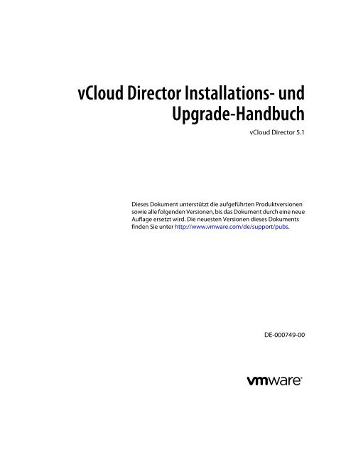 vCloud Director Installations- und Upgrade-Handbuch ... - VMware