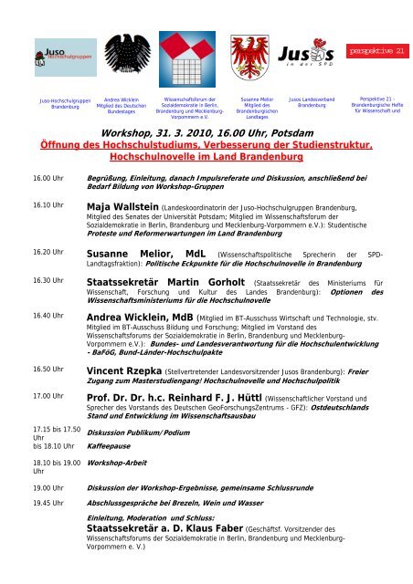 Einladung zum Workshop - Universität Potsdam