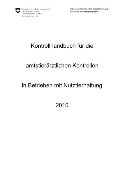 Handbuch für die amtstierärztlichen Kontrollen in ...