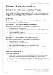 Reflexion 12 – Leben/Job erfinden - Das Laufbahnbuch