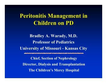 Peritonitis Management in Children on PD Peritonitis Management ...