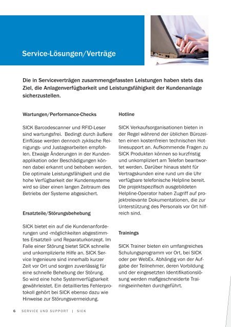 Service und Support Automatische Identifikation - Sick