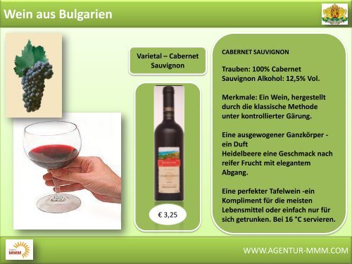 Wein aus Bulgarien - MMM Agentur