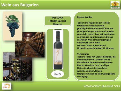 Wein aus Bulgarien - MMM Agentur