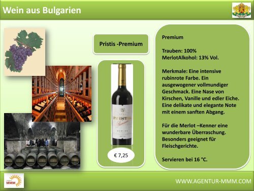 Wein aus Bulgarien - MMM Agentur