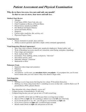 record of physical examination health assessment