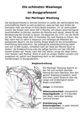 Waalwege rund um Meran - hier klicken zum Downloaden