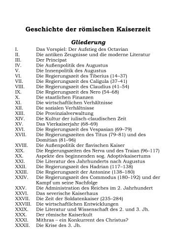 Geschichte der römischen Kaiserzeit Gliederung