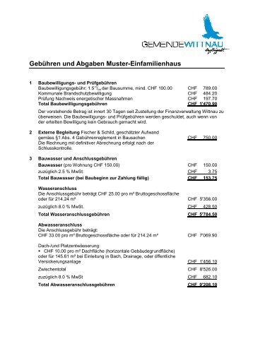 Gebühren Muster-EFH - Wittnau