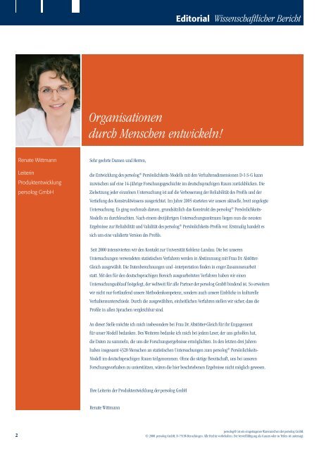 Wissenschaftlicher Bericht