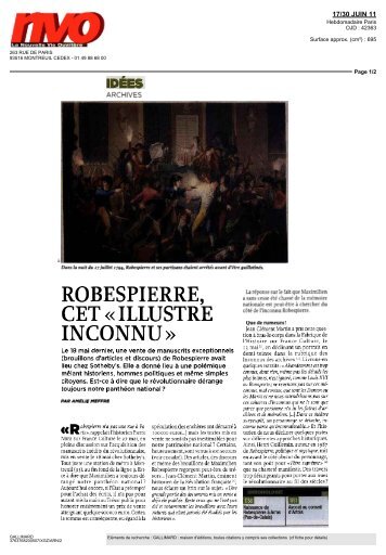 robespierre, cet « illustre inconnu - Institut d'Histoire de la ...