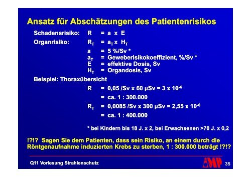 Strahlenschutz - Instituts für Medizinische Physik