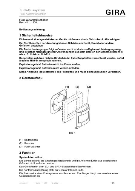 Funk-Automatikschalter - Gira