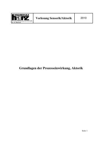 Vorlesung Sensorik/Aktorik - Nweinrich.de