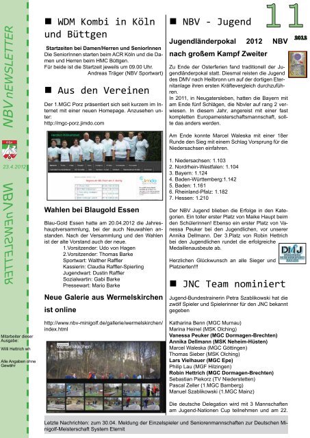 nEWSLETTER 11 vom 23.04.2012 - des Nordrhein-Westfälischen ...
