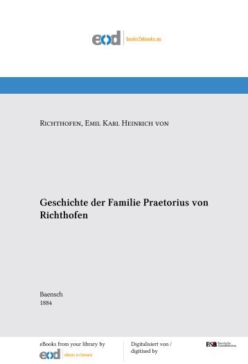 Geschichte der Familie Praetorius von Richthofen