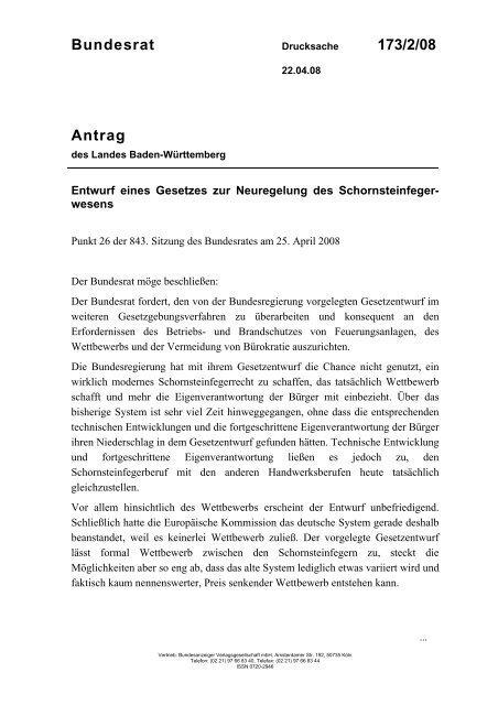 Bundesrat 173/2/08 Antrag - Umwelt-online