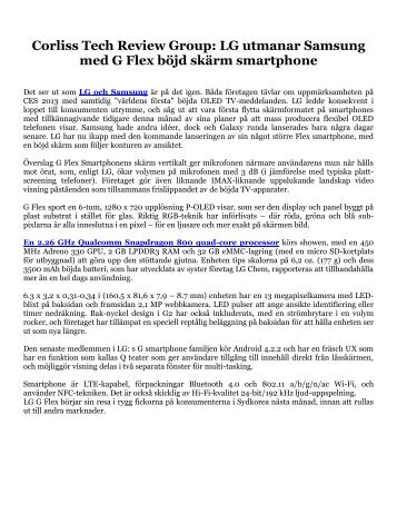 Corliss Tech Review Group: LG utmanar Samsung med G Flex böjd skärm smartphone