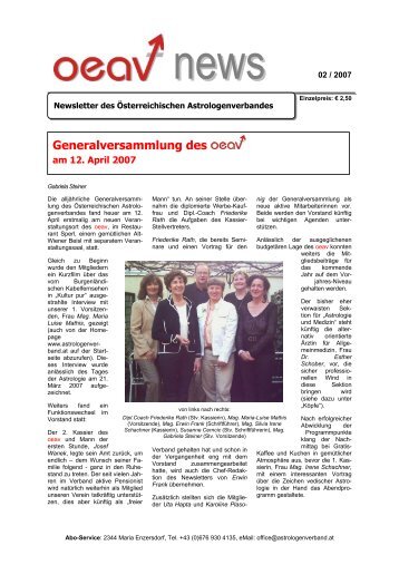 Newsletter 02 2007 - Österreichischer Astrologenverband
