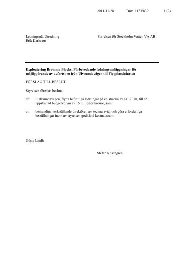 6. Exploatering Bromma Blocks, förberedande ... - Stockholm Vatten