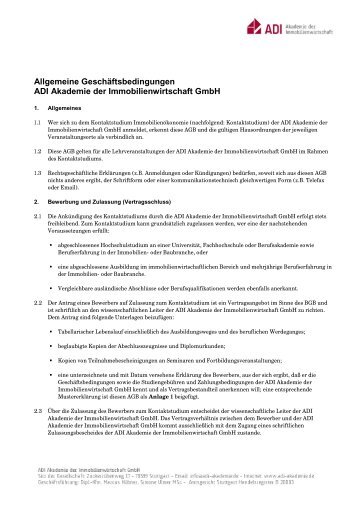 AGBs - ADI Akademie der Immobilienwirtschaft GmbH