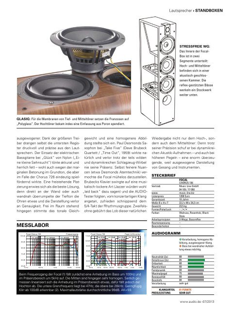 FOCAL Chorus 726 ab 1200 Euro - music line