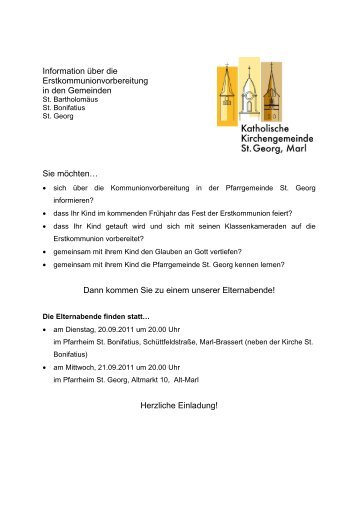 Information über die Erstkommunionvorbereitung - st-georg-marl