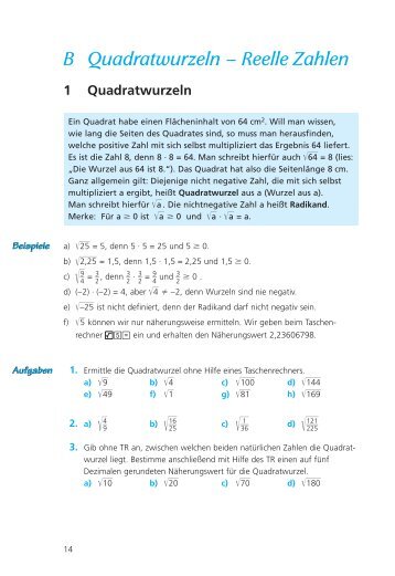 B Quadratwurzeln – Reelle Zahlen