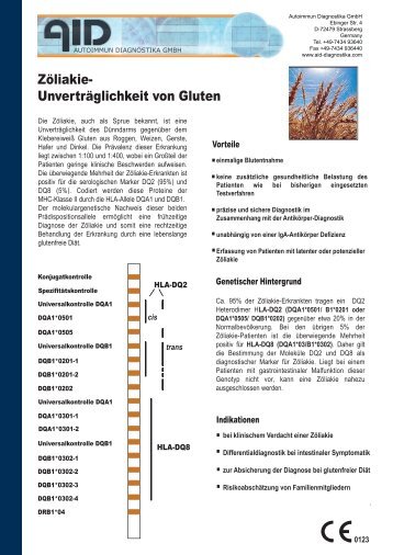 Zöliakie- Unverträglichkeit von Gluten - AID Diagnostika GmbH