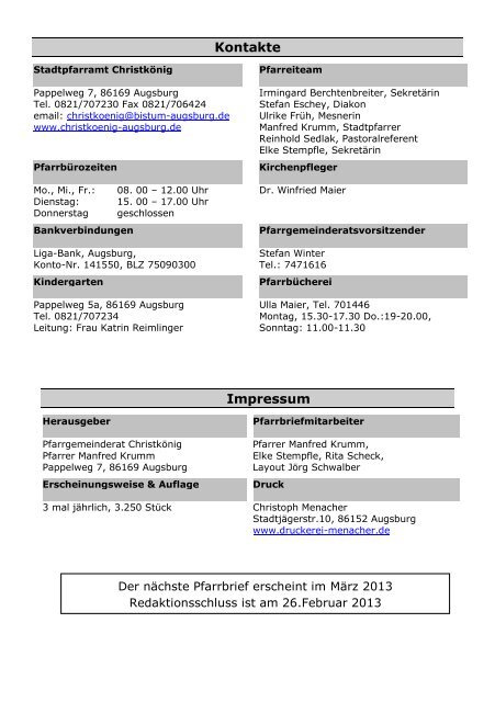 Pfarrbrief Christkönig Weihnachten 2012 - Pfarrei Christkoenig ...