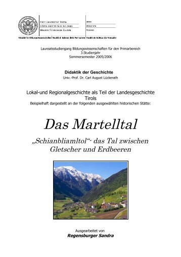 Diplomarbeit: "Das Martelltal" von Sandra Regensberger